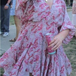 Floral Pink and White Dress